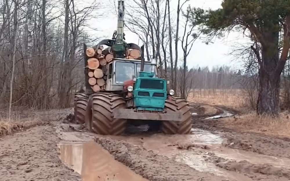 Джиперам и не снилось: наши тракторы на лесозаготовках