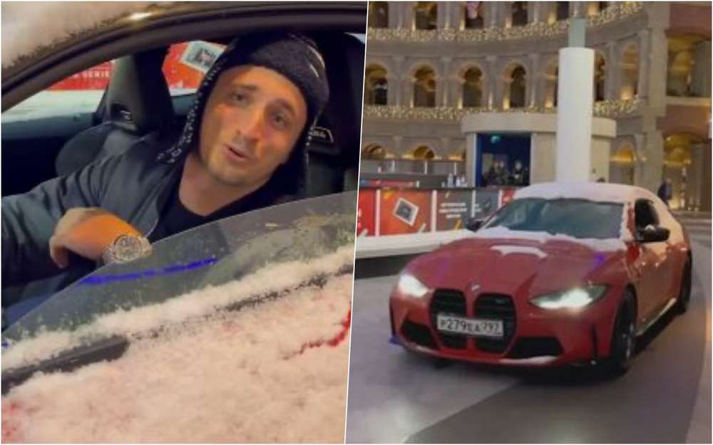 Лишенный прав Литвин прокатился по торговому центру на BMW