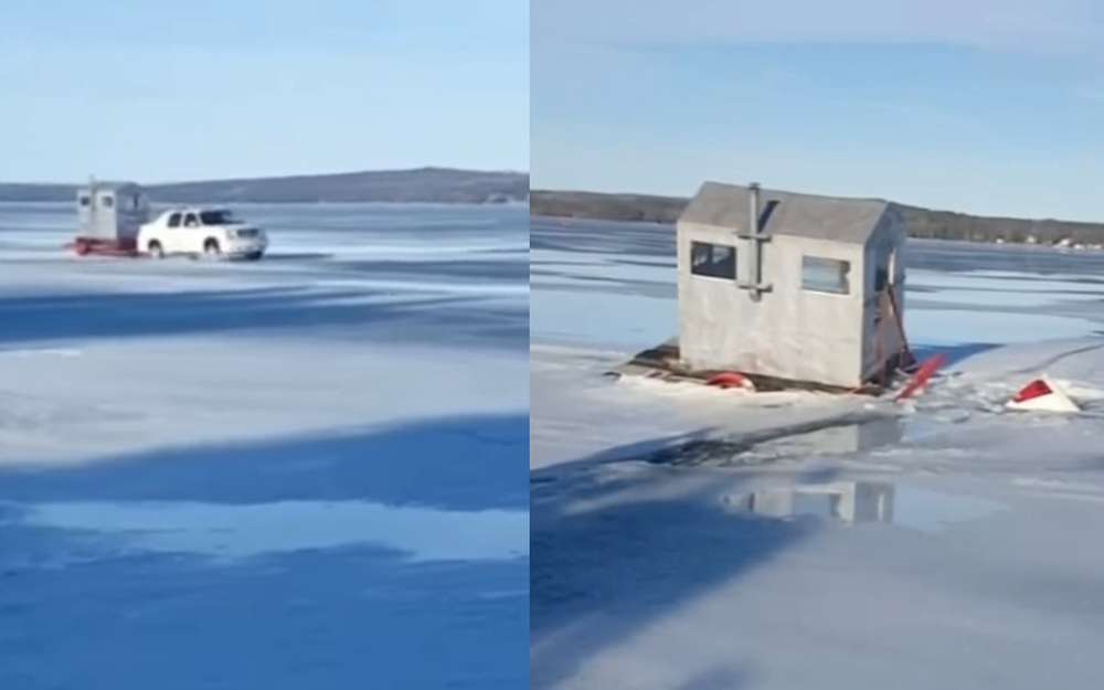 Завораживающее зрелище: Cadillac медленно уходит под лед (видео)