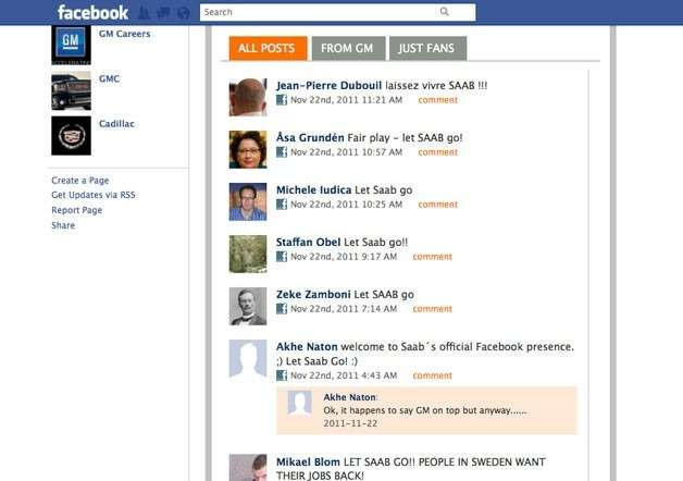 Фанаты Saab отомстили GM на Facebook