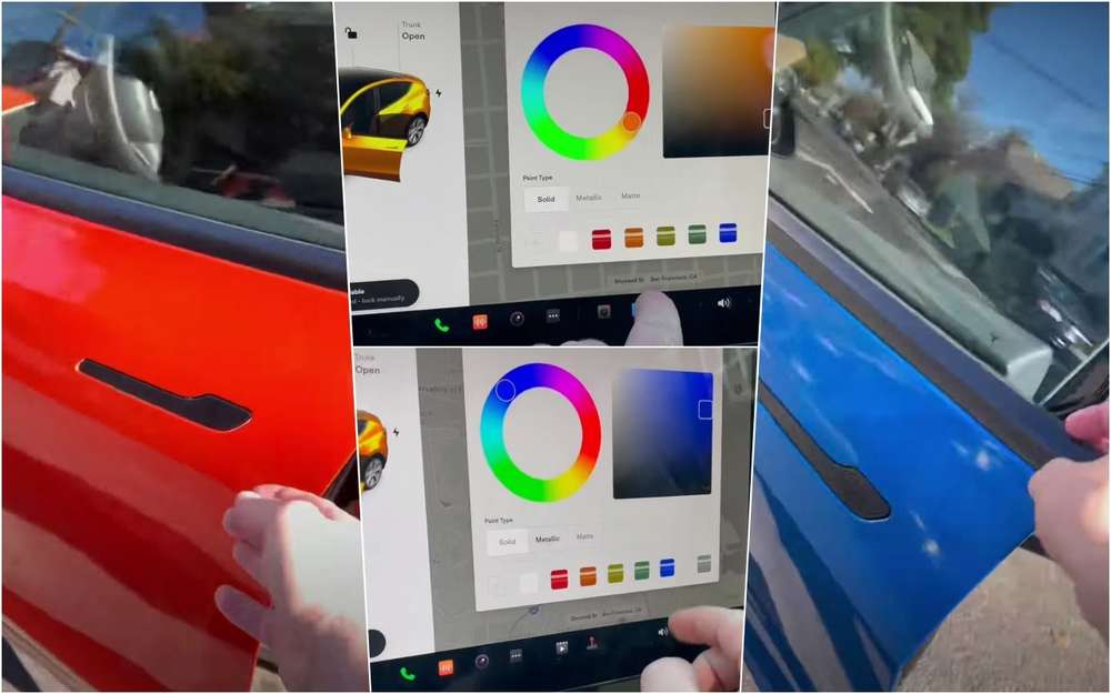 Тесла меняет цвет кузова по нажатию на кнопку (видео)