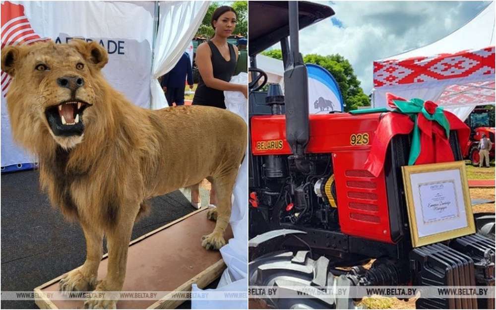 Лукашенко подарил президенту Зимбабве трактор. А тот в ответ - чучело льва