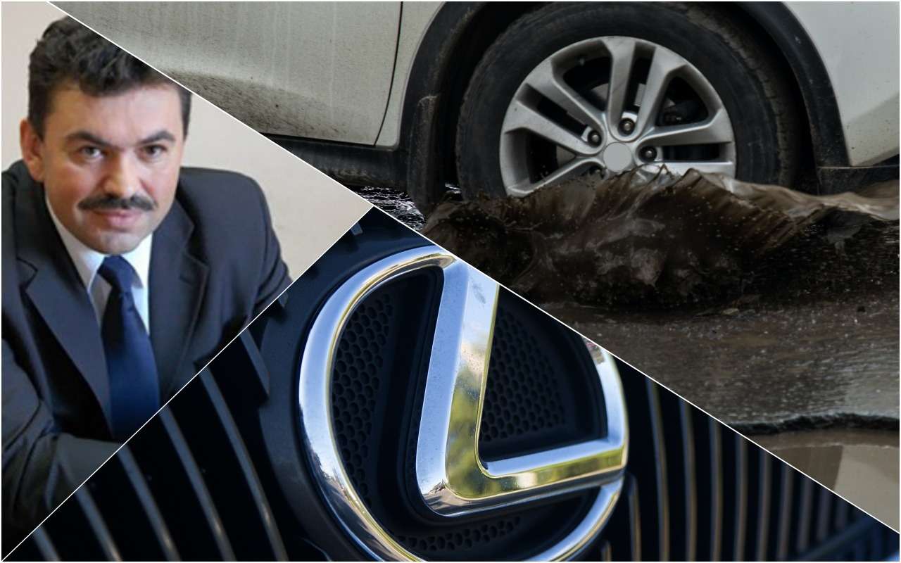 Глава Читы разбил свой Lexus в яме на дороге