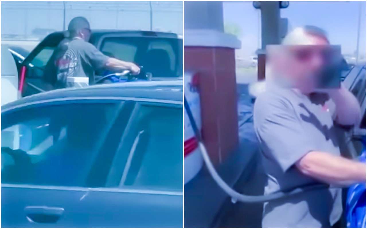 Водитель пикапа залил бензин... в кузов (видео)