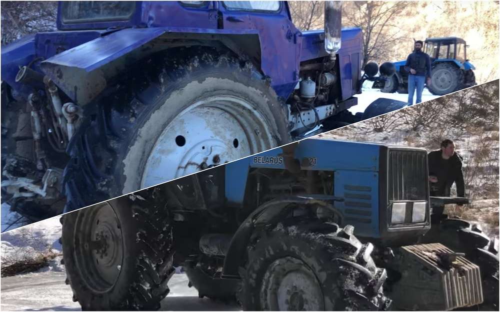 Новый и старый тракторы Беларус — кто кого на голом льду? (видео)