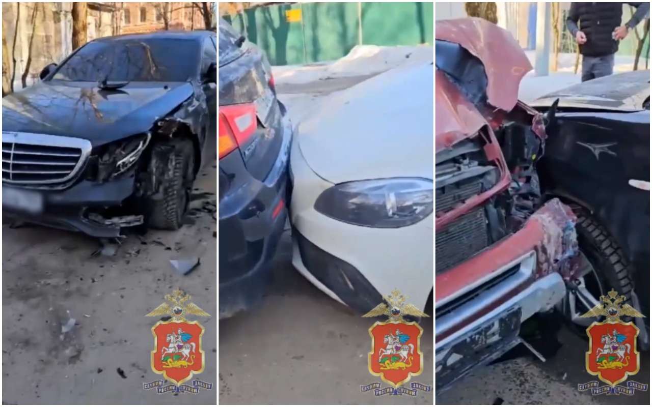 Пьяная женщина на легковушке протаранила восемь машин на парковке в Подмосковье