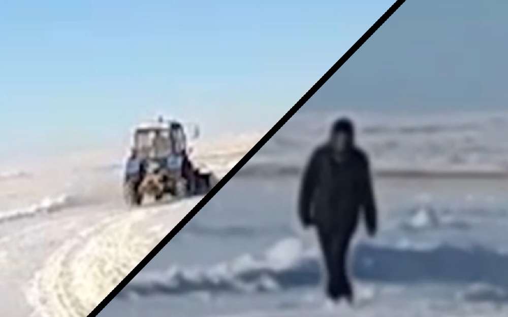 Водителю хватило ума затащить «Беларусь» на лед озера (видео)