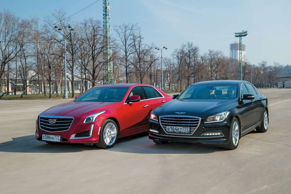 Cadillac CTS 
Premium, 2.0 (276 л.с.), 6АТ, AWD (3 450 000 руб.) и Hyundai Genesis 
Premium, 3.0 (249 л.с.), 8AT, AWD (2 769 000 руб.)