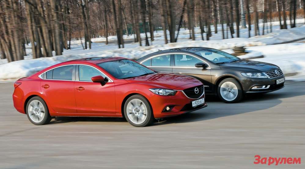 Mazda6 2.0 SkyActiv-G 6AT Supreme + опции (1 375 000 руб.) и VW Passat CC 1.8 TSI 7DSG + опции (1 507 890 руб.)